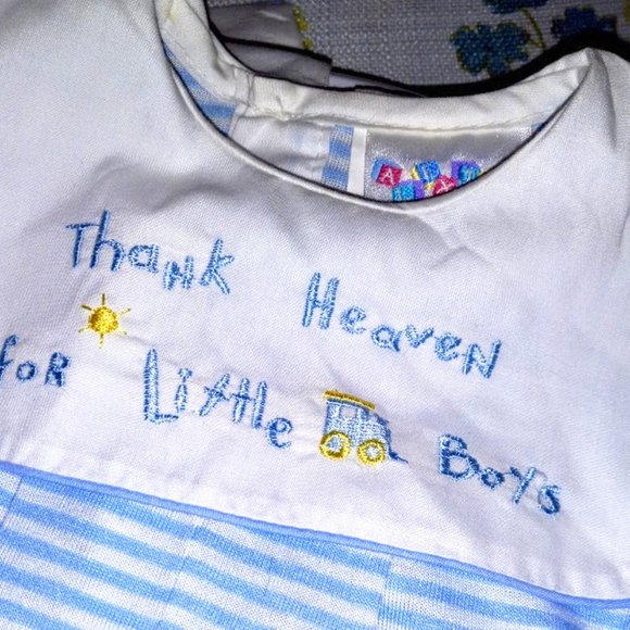 SIMPLY ADORABLE! ALEXIS Boy's "Thank Heaven" Stripe Knit Bubble Long Romper, 6mo - Picture 1 of 8